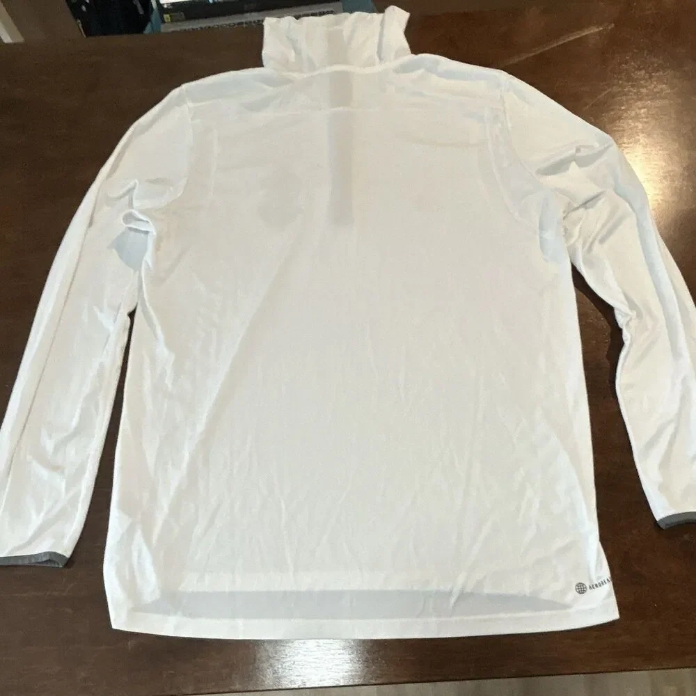 adidas AEROREADY Seattle Kraken Men’s 1/2 Zip Hoodie White Size L HG4974. 0207